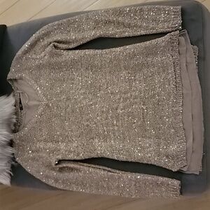 APT 9 sequin rose gold and brown sweater. Size XS.